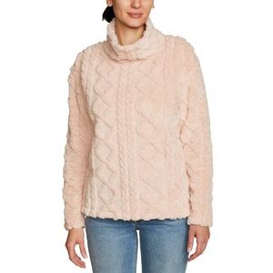 Cable Fleece Mock Neck Pullover